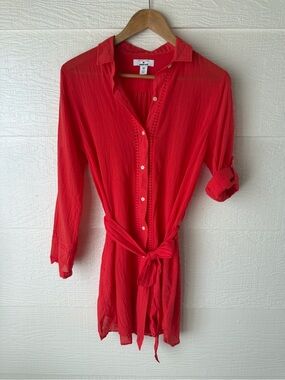 Draper James Lands End Red Swim Cover Up Dress XS Tie Waist